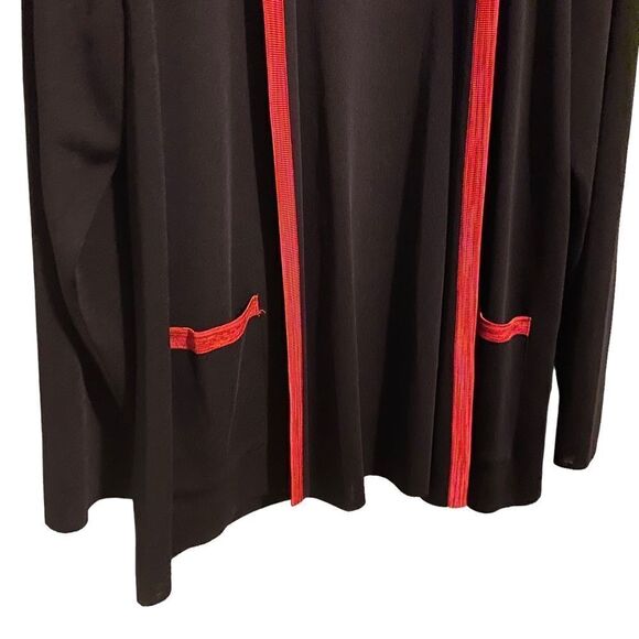 Exclusively Misook Black Knit Red Trim Open Front Cardigan in Size Large - Picture 3 of 6